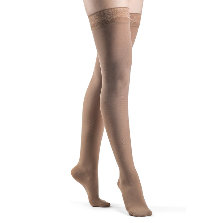 Sigvaris Soft Opaque Cuisse haute pour femme 20-30 mmHg Noix de pécan