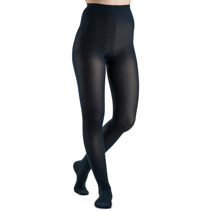 Meia-calça Sigvaris Soft Opaque feminina 15-20 mmHg, azul meia-noite