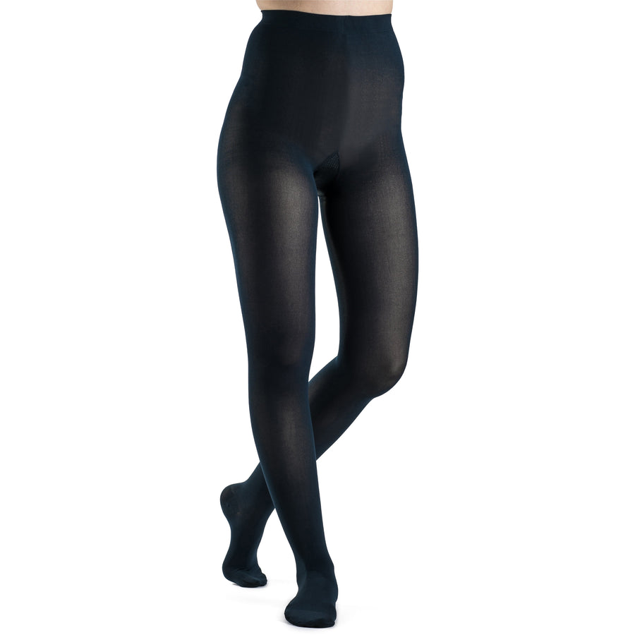 Sigvaris Collants doux opaques pour femme 15-20 mmHg, bleu nuit