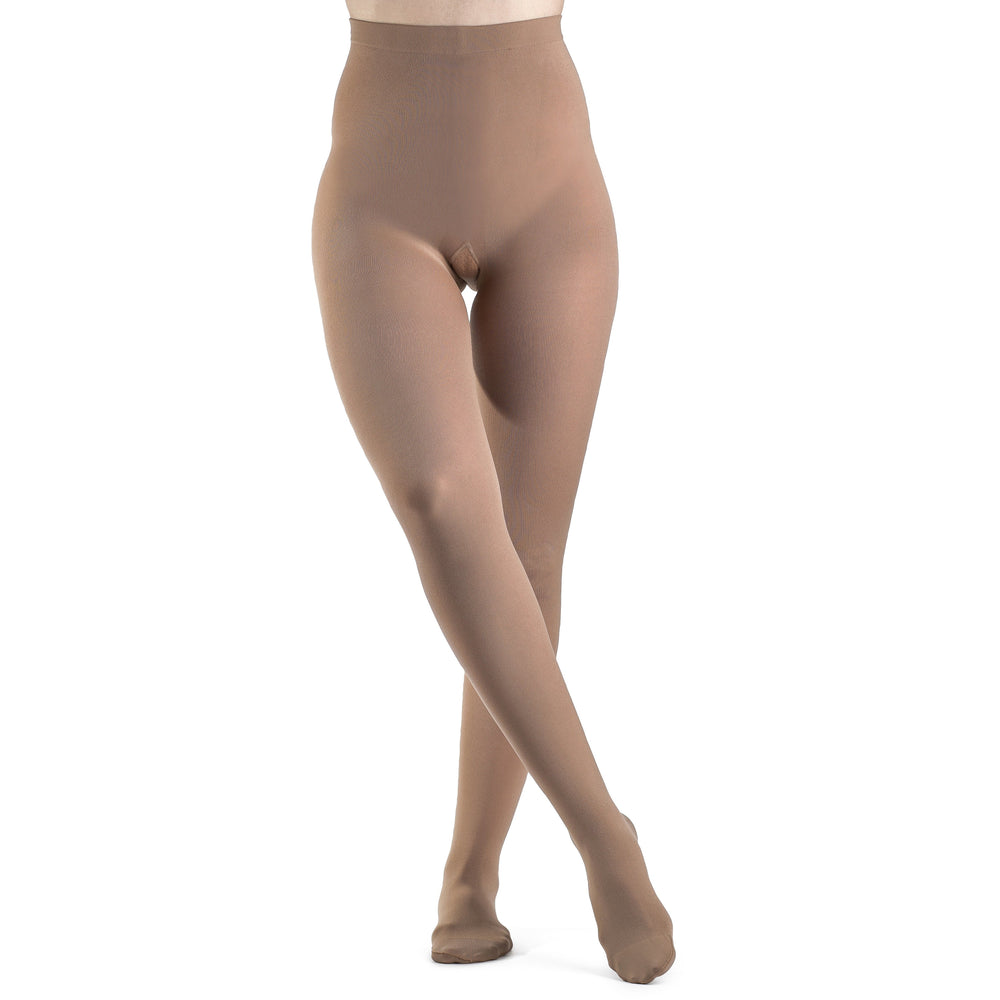 Meia-calça feminina Sigvaris Soft Opaque 30-40 mmHg, noz-pecã