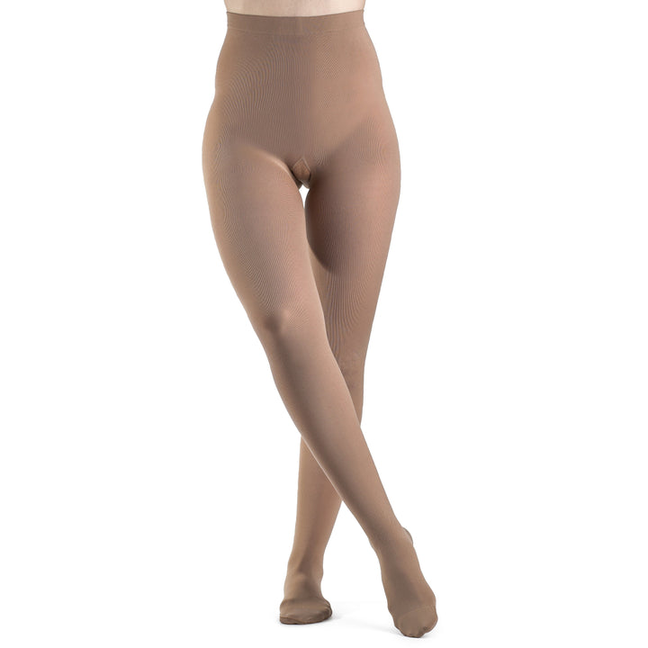 Meia-calça feminina Sigvaris Soft Opaque 30-40 mmHg, noz-pecã