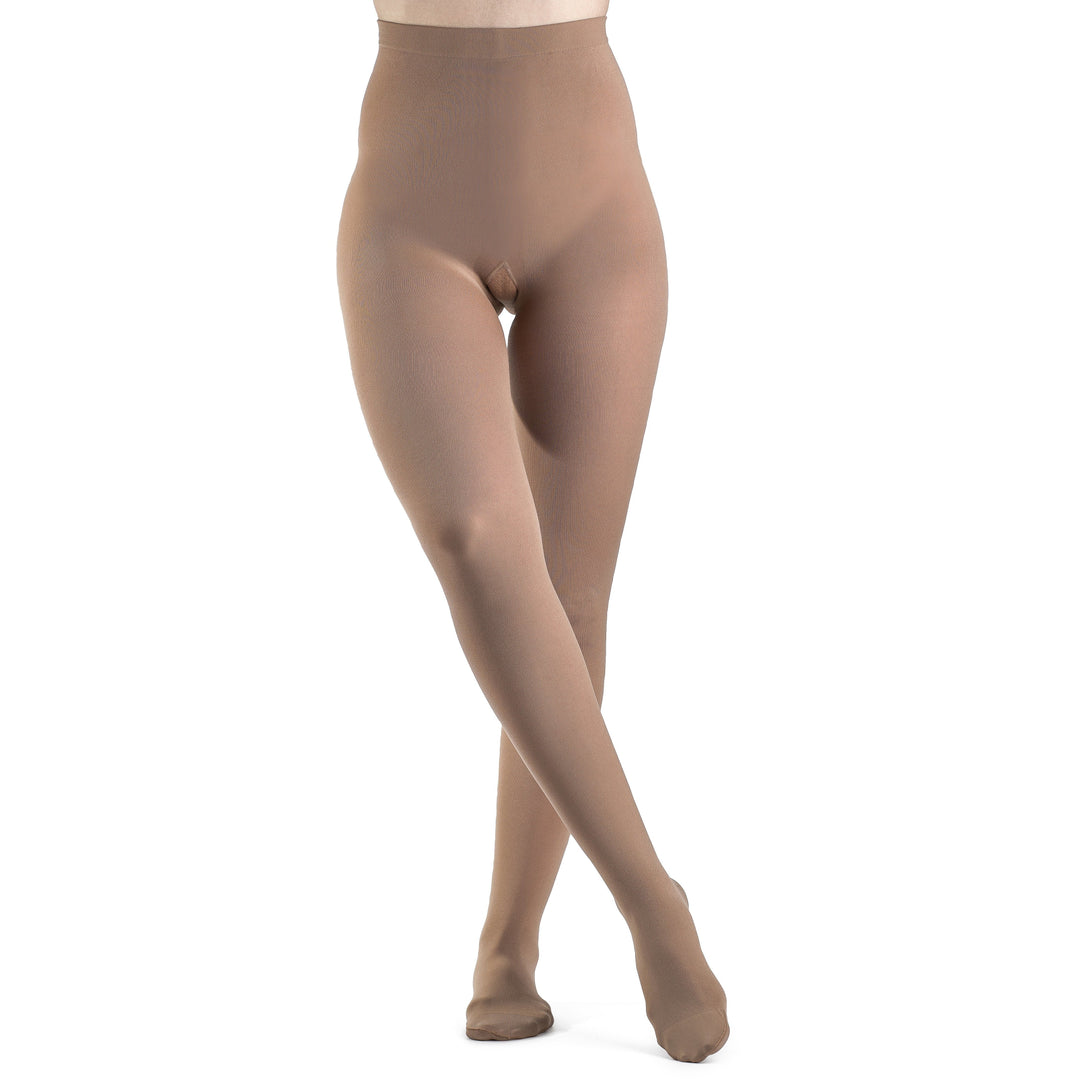 Meia-calça feminina Sigvaris Soft Opaque 15-20 mmHg, noz-pecã