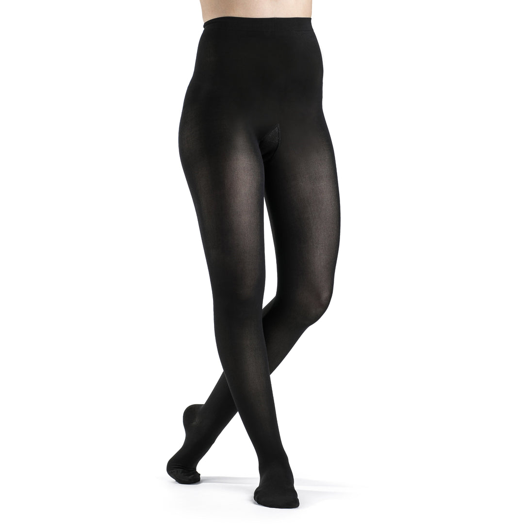 Meia-calça feminina Sigvaris Soft Opaque 30-40 mmHg, preta