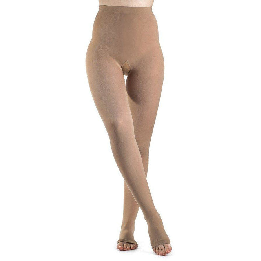 Meia-calça feminina Sigvaris Soft Opaque 20-30 mmHg ABERTA, Chai