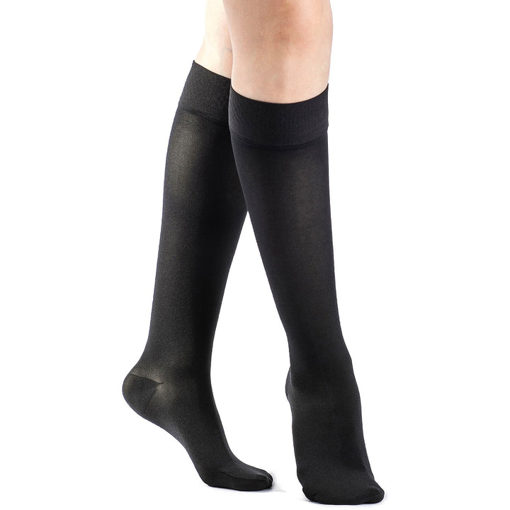 Sigvaris Opaque - Medias hasta la rodilla para mujer, 30-40 mmHg, color negro