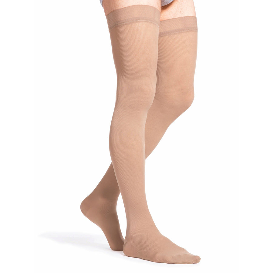 Sigvaris Opaque - Medias hasta el muslo para hombre, 30-40 mmhg, color beige claro