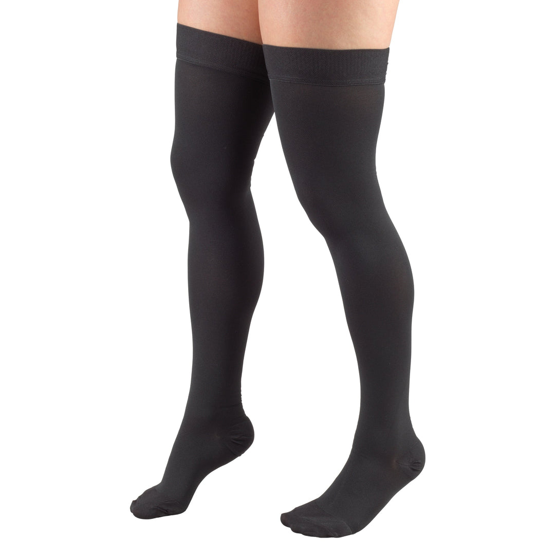 Truform Cuisse haute 20-30 mmHg avec dessus à pois en silicone, charbon de bois