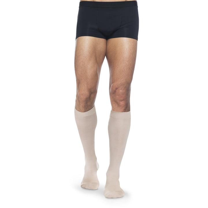 Dynaven - Medias hasta la rodilla para hombre, 15-20 mmHg, color beige claro