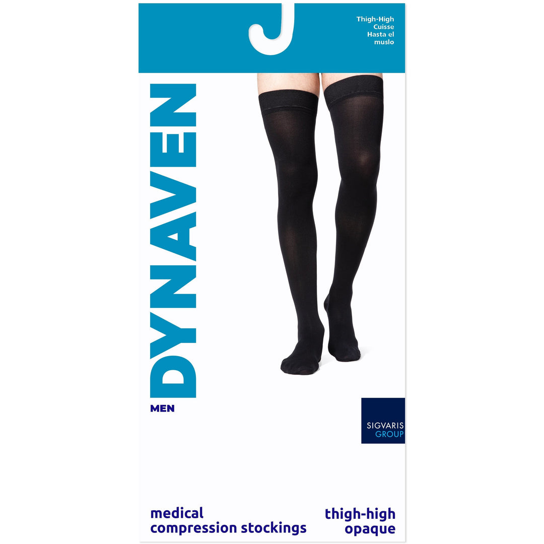 Dynaven - Medias hasta el muslo para hombre, 20-30 mmHg