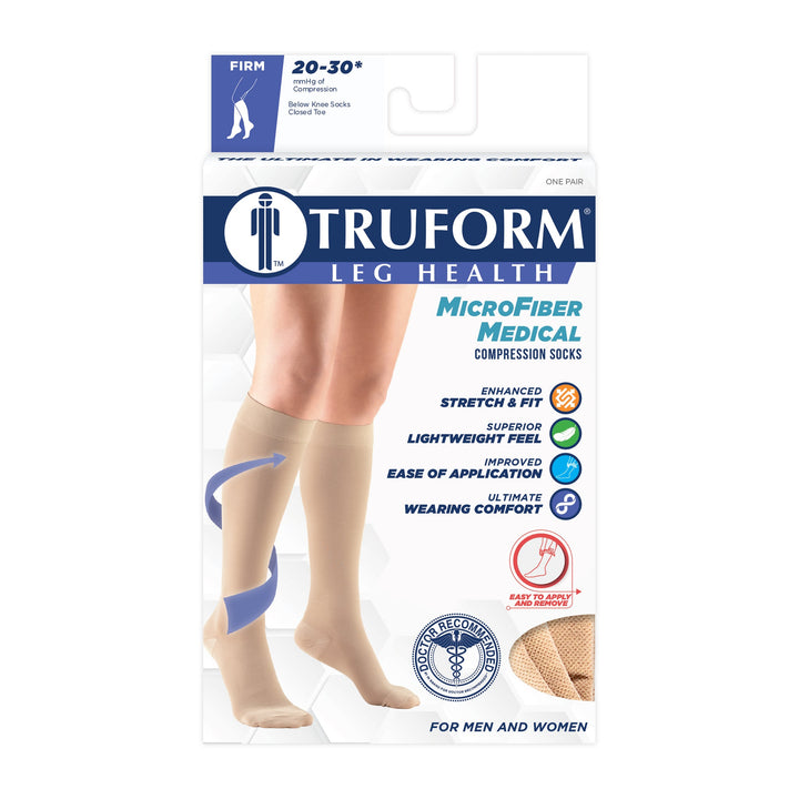 Medias médicas de microfibra TRUFORM ® hasta la rodilla, 20-30 mmHg, caja