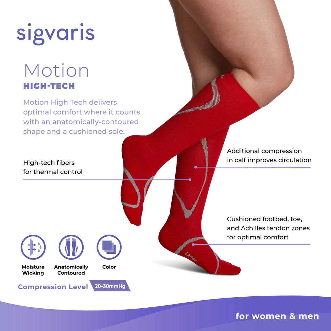 Características de las medias hasta la rodilla Sigvaris High Tech 20-30 mmHg