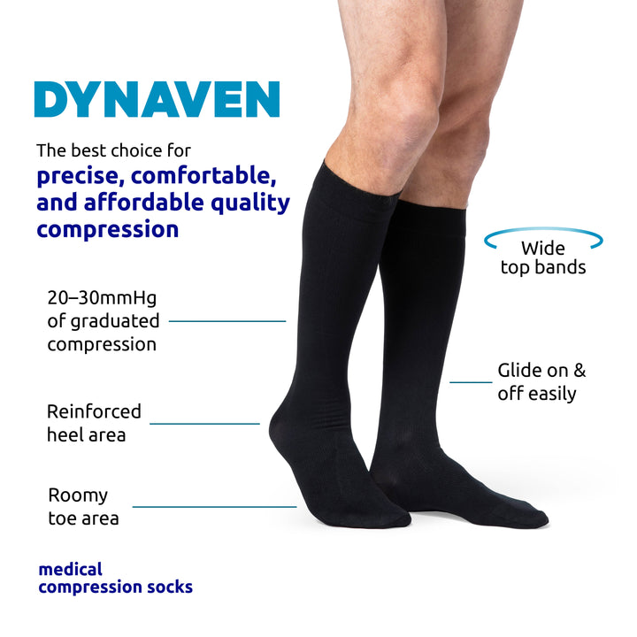 Características de las medias hasta la rodilla de 20-30 mmHg para hombre Dynaven