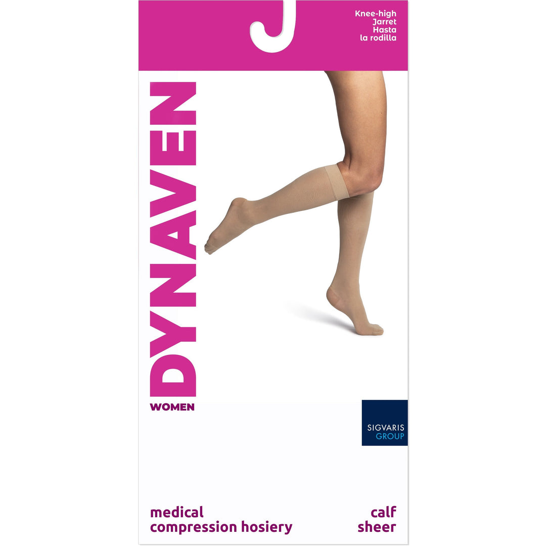 Dynaven Sheer - Medias hasta la rodilla para mujer (20-30 mmHg)