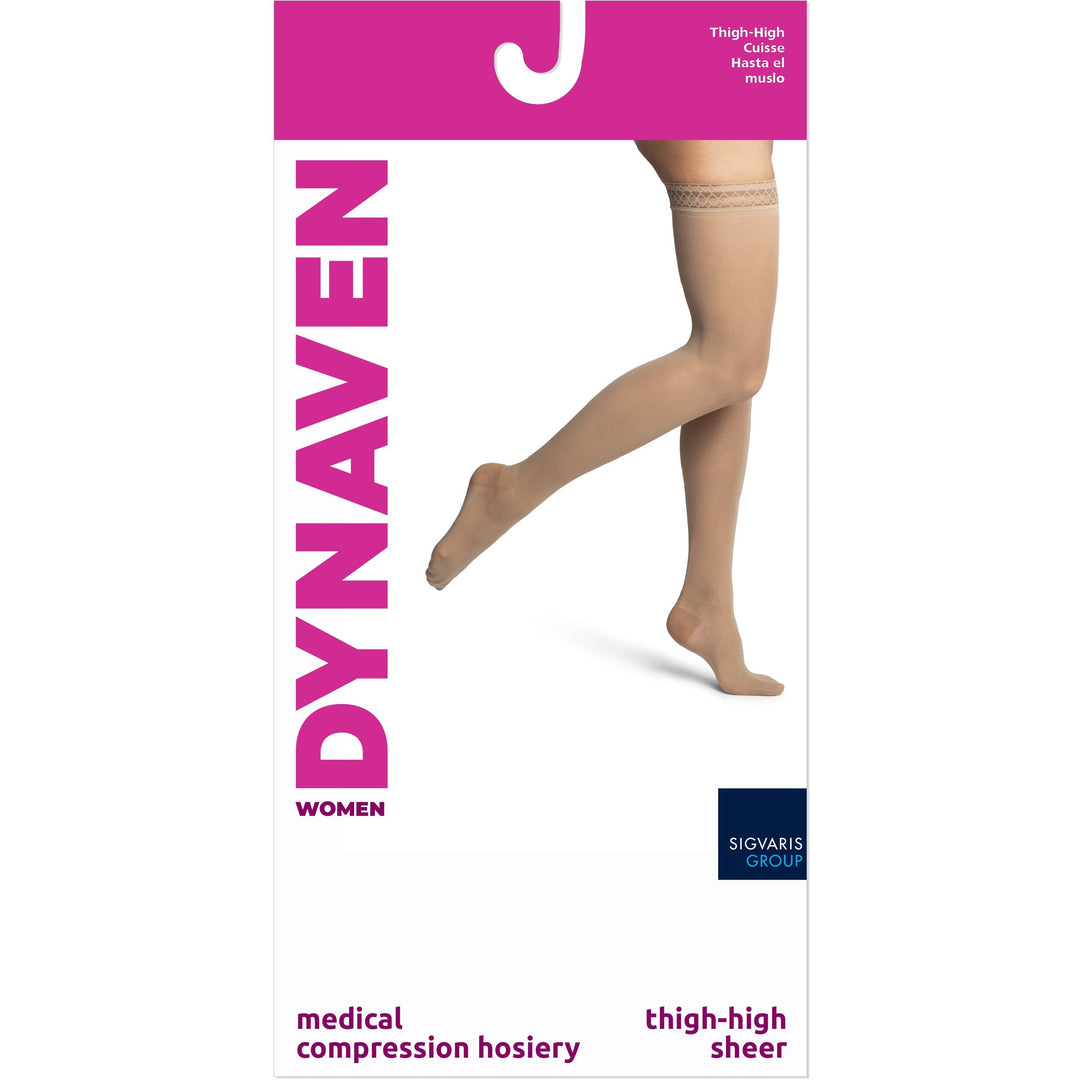 Dynaven Sheer - Medias hasta el muslo para mujer, 20-30 mmHg