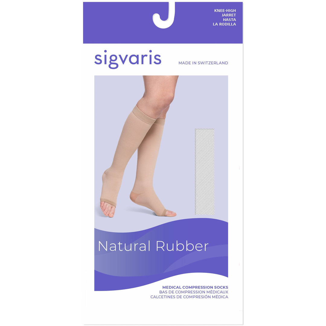 Sigvaris Honey Rubber 50-60 mmHg OPEN TOE joelho alto, caixa