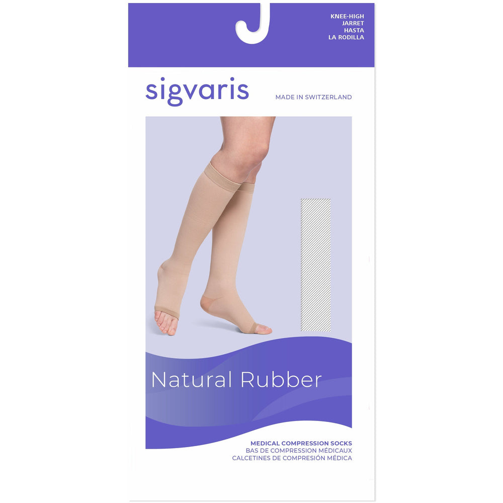 Sigvaris Honey Rubber 30-40 mmHg OPEN TOE Kniestrümpfe, Box