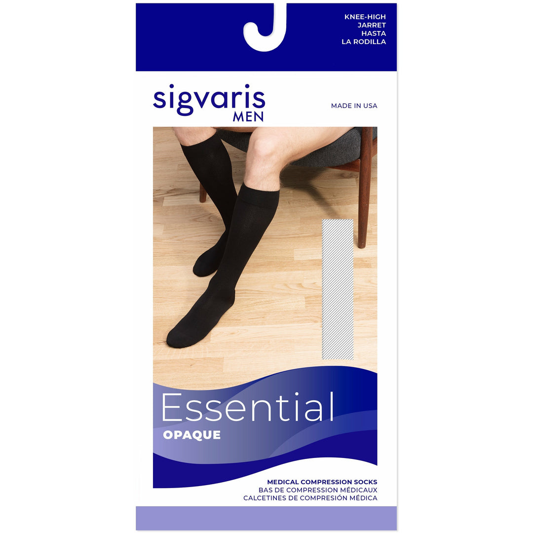 حذاء Sigvaris Opaque للرجال بطول الركبة 30-40 مم زئبق مع قبضة علوية من السيليكون