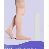 Sigvaris Natural Rubber Thigh High 30-40 mmHg, Open Toe w/ Waist Attachment, Box