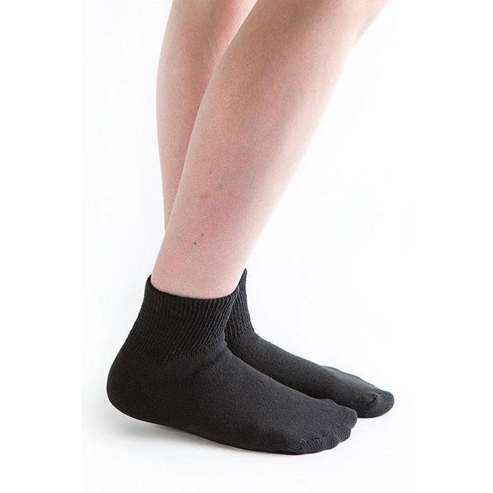 Doc Ortho Calcetines de tripulación 1/4 para diabéticos de ajuste holgado, 3 pares, negro