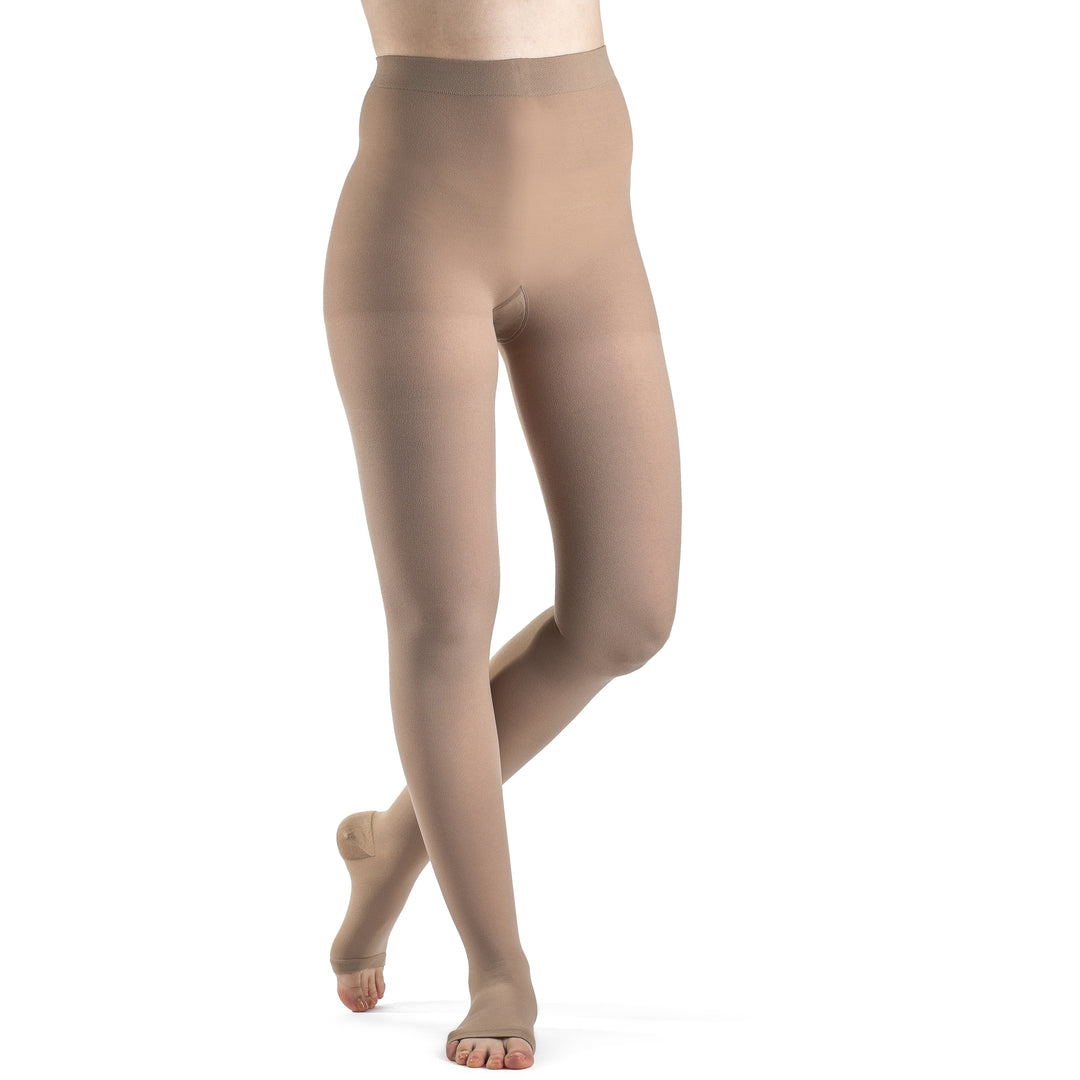 Meia-calça Dynaven 30-40 mmHg OPEN TOE, bege claro