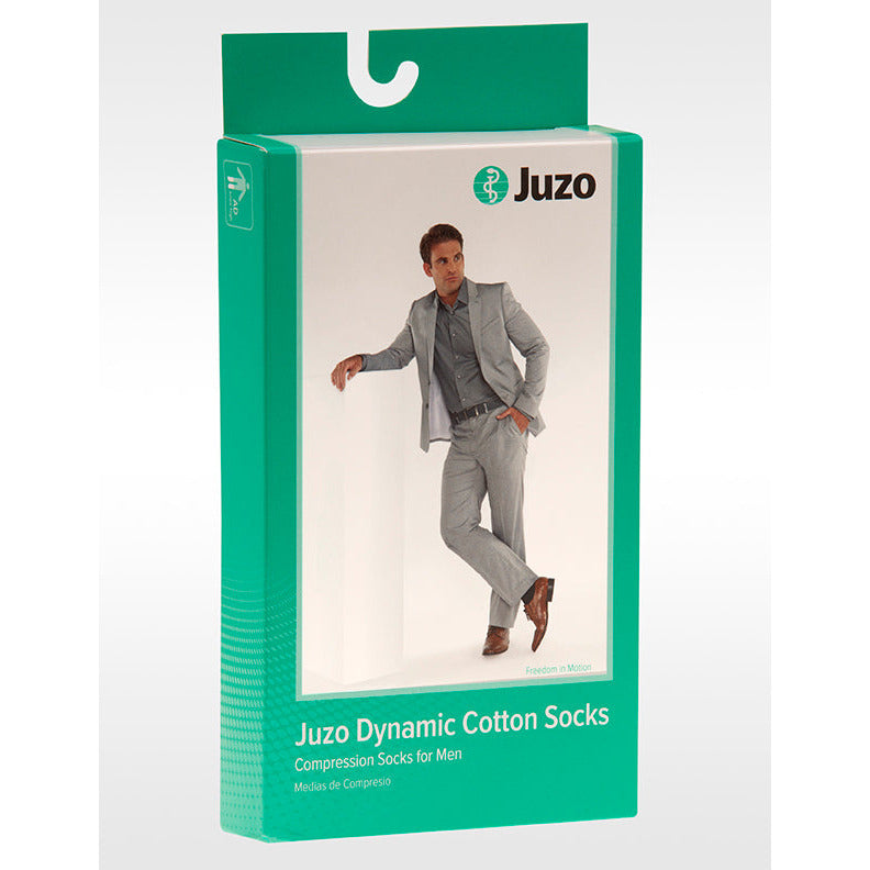 حذاء Juzo الرجالي الديناميكي القطني بطول الركبة 30-40 مم زئبق، صندوق
