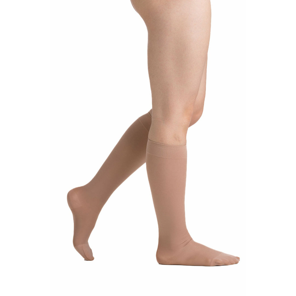 EvoNation Women's Microfiber Opaque 15-20 mmHg Knee High, Sand