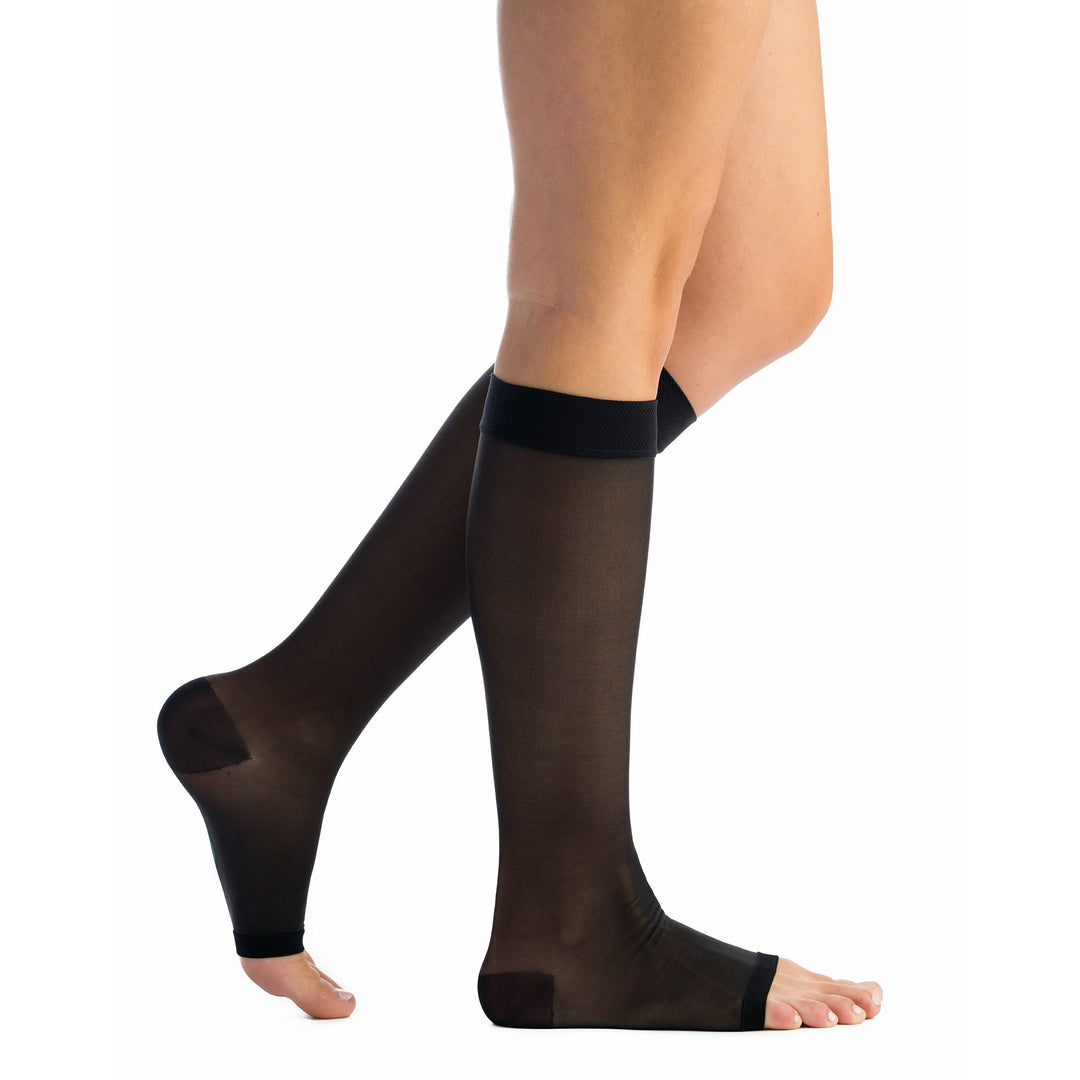 EvoNation Everyday Sheer 15-20 mmHg PUNTERA ABIERTA Hasta la rodilla, Negro