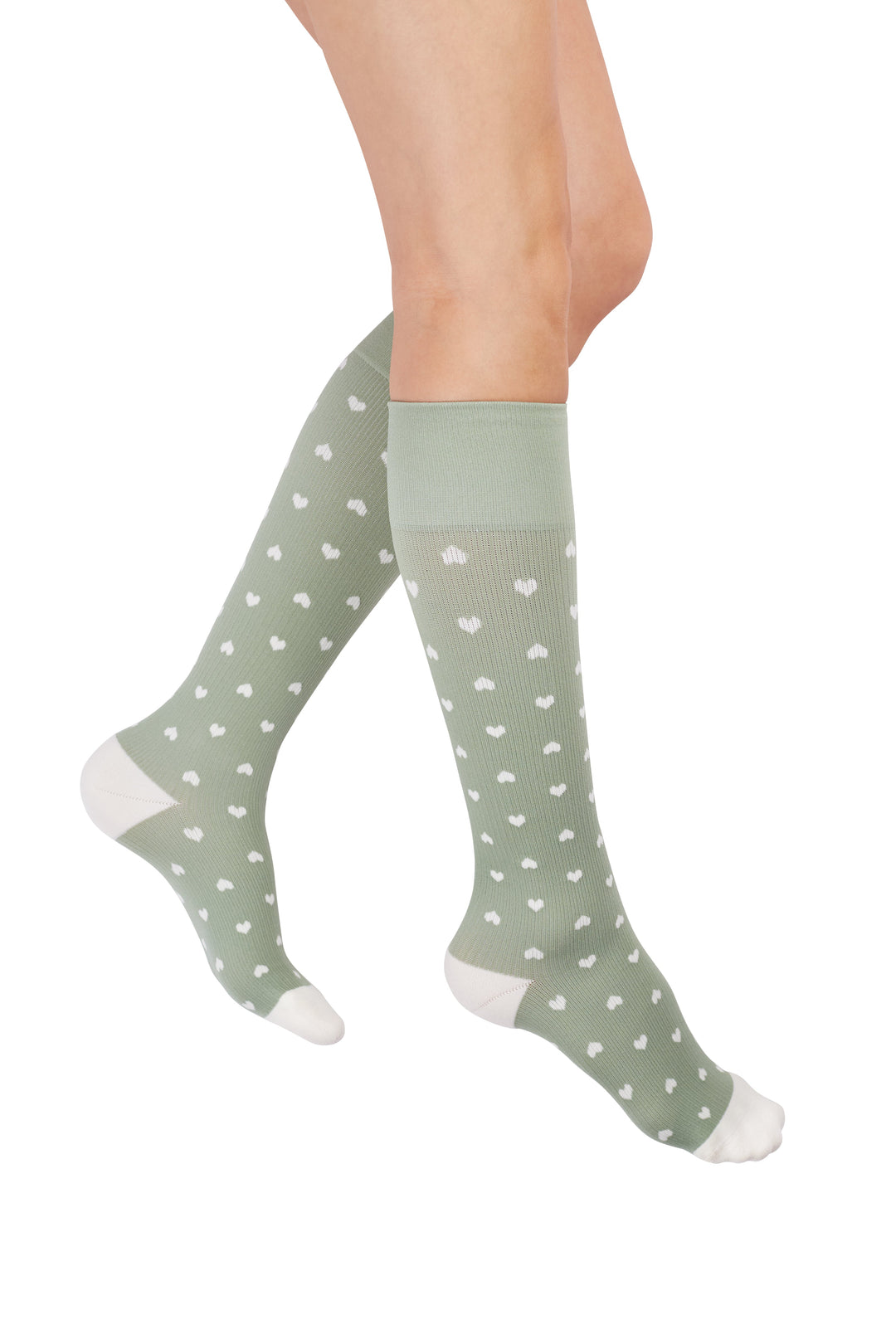 Rejuva® Heart Knee High 15-20 mmHg, Sage/Cream