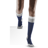 Hiking Light Merino Tall Compression Socks, Women. Marineblue/Grey
