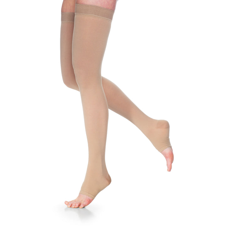 Dynaven 15-20 mmHg OPEN TOE Thigh High, Light Beige