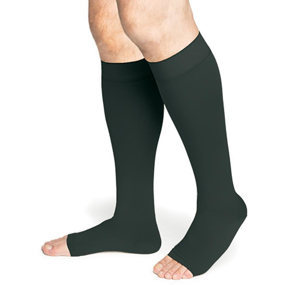 Sigvaris Secure 40-50 mmHg OPEN TOE Knee High, Black