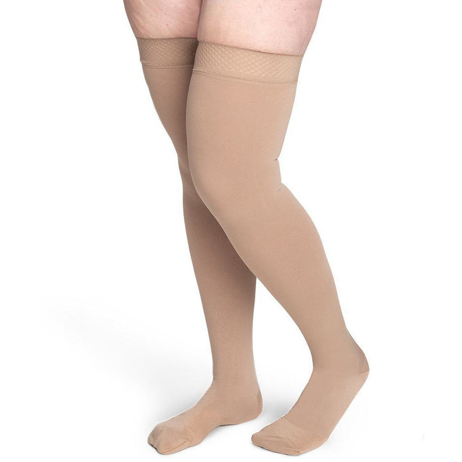 Sigvaris Secure Damen-Oberschenkelstrümpfe, 30–40 mmHg, Beige