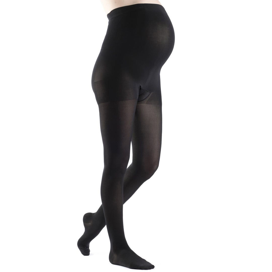 Sigvaris Collants de maternité doux opaques pour femme 15-20 mmHg, noir