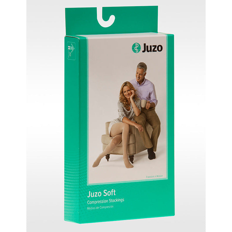 Juzo Soft Knee High 20-30 mmHg avec bande en silicone, bout ouvert, boîte