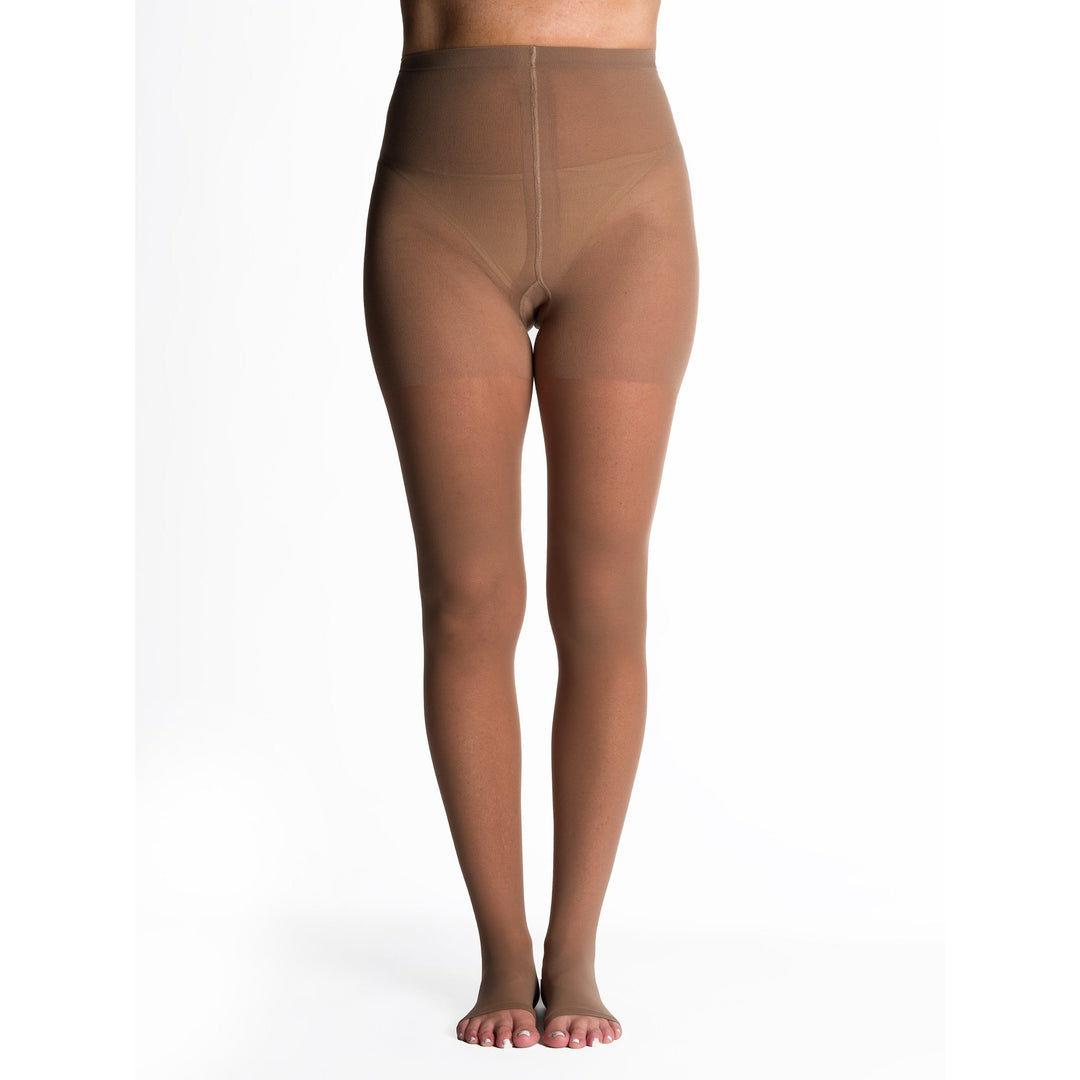 Meia-calça feminina Sigvaris Sheer 15-20 mmHg ABERTA, Café