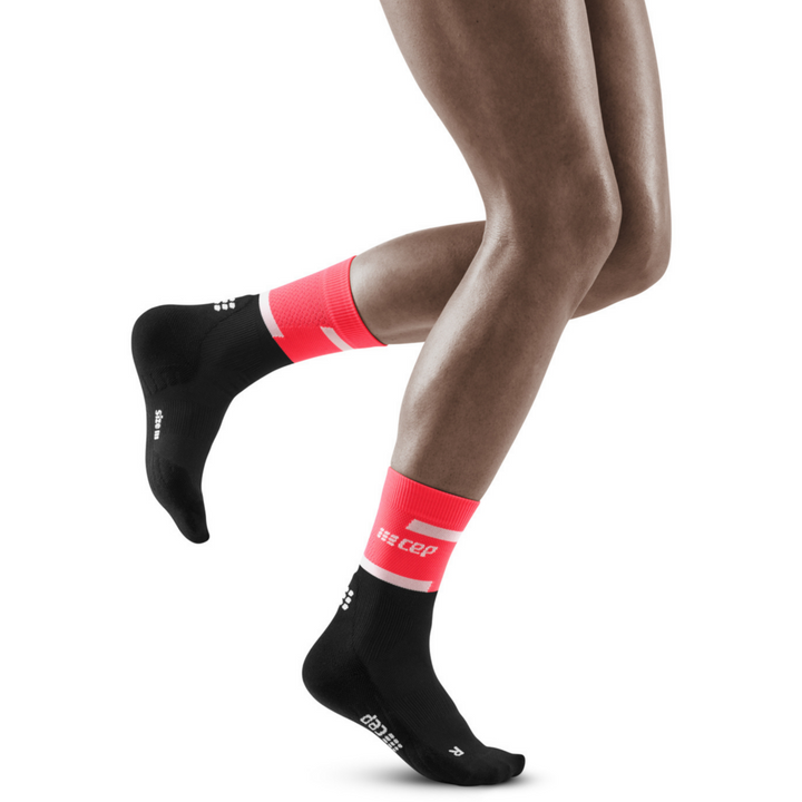 Die Run Compression Mid Cut Socken 4.0, Damen, rosa/schwarz