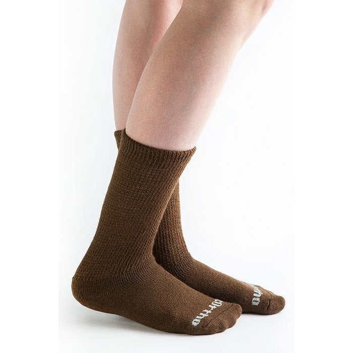 Doc Ortho ultra bløde løs pasform diabetiske crew sokker, brune