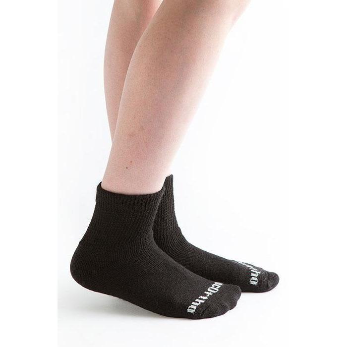 Doc Ortho Ultra Soft Loose Fit Diabetic 1/4 Crew Socken, 3 Paar, Schwarz