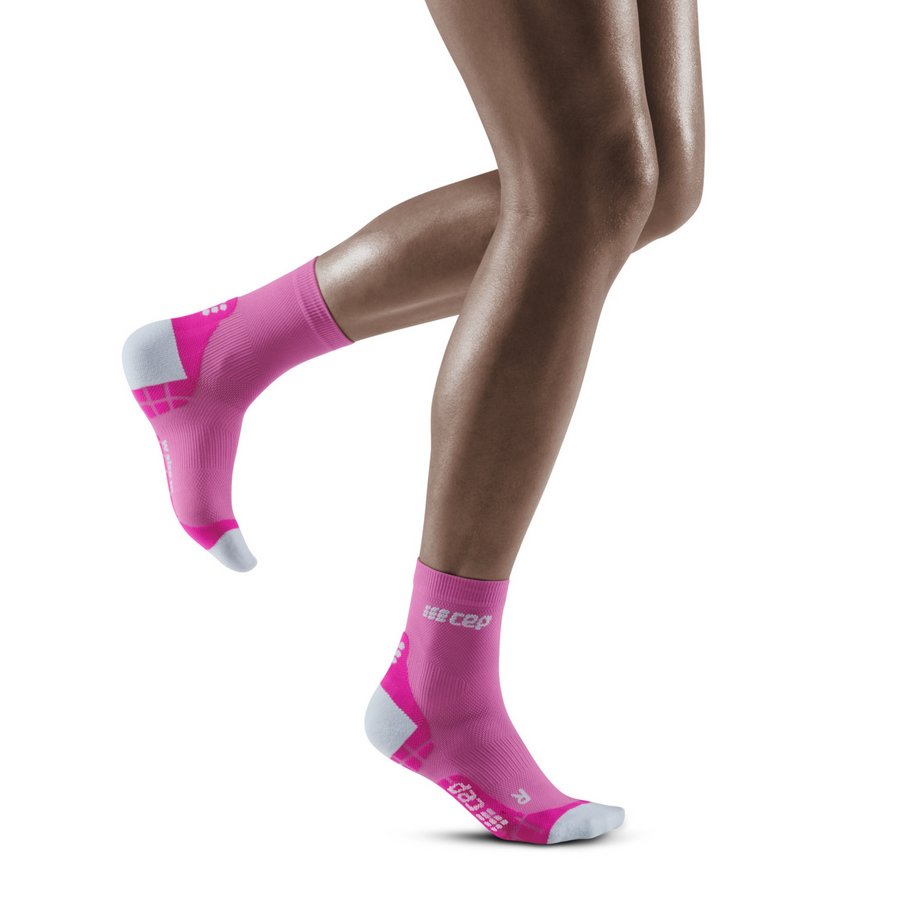 Chaussettes de compression courtes ultralégères, femme, rose électrique/gris clair
