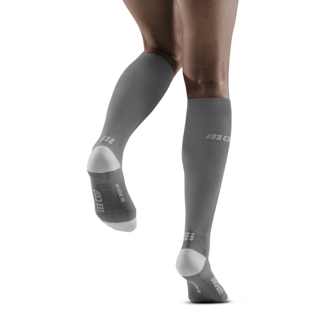 Chaussettes de compression hautes ultralégères, femme, carbone/blanc