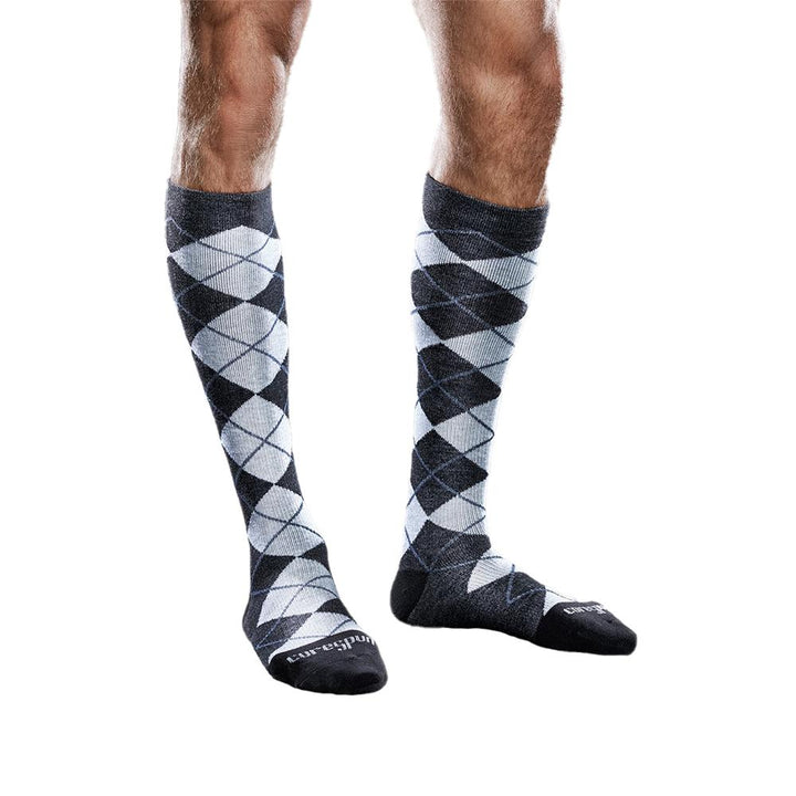 Chaussettes de compression hautes à motifs Core-Spun 10-15 mmHg, Argyle ardoise