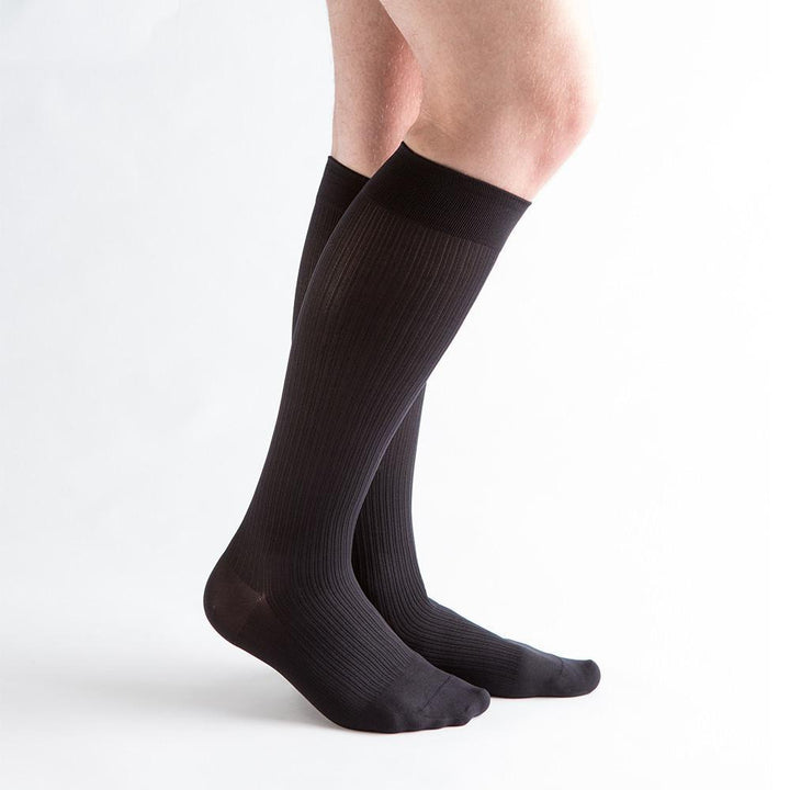 VenActive Calcetines de compresión Classic Rib 15-20 mmHg para hombre, negro