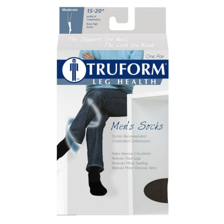 Truform Men's Cushion 15-20 mmHg Knee High