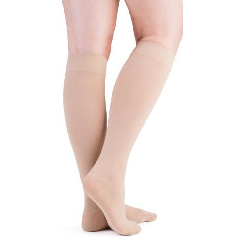 VenActive hasta la rodilla opacas premium para mujer, 20-30 mmHg, natural, espalda