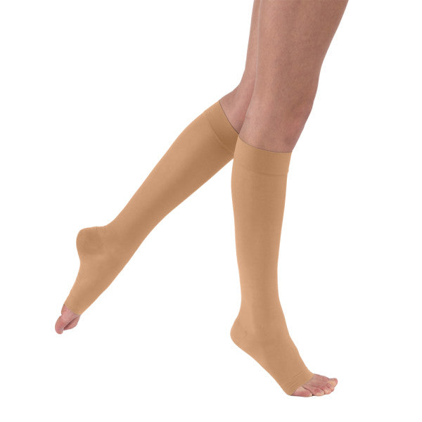 حذاء jobst ® ultrasheer النسائي بطول الركبة 15-20 مم زئبقي، مفتوح عند الأصابع، لون برونزي