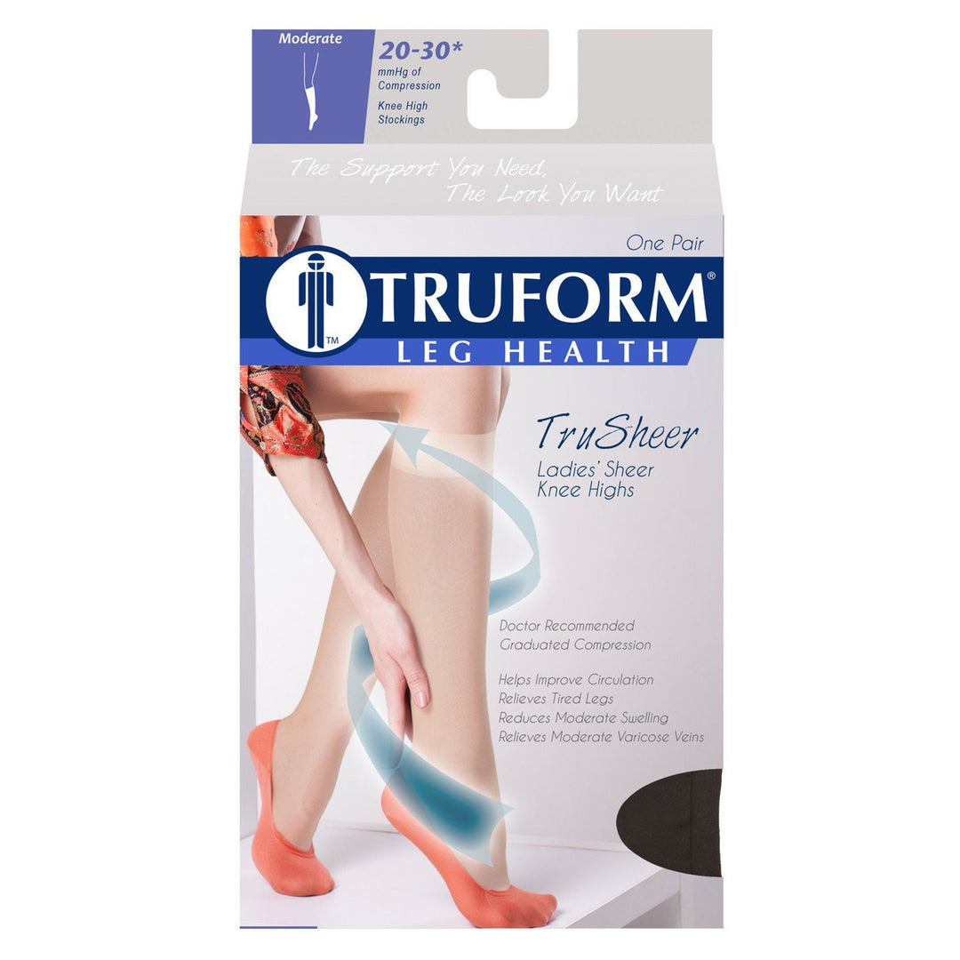 Truform TruSheer Genouillère haute 20-30 mmHg pour femme