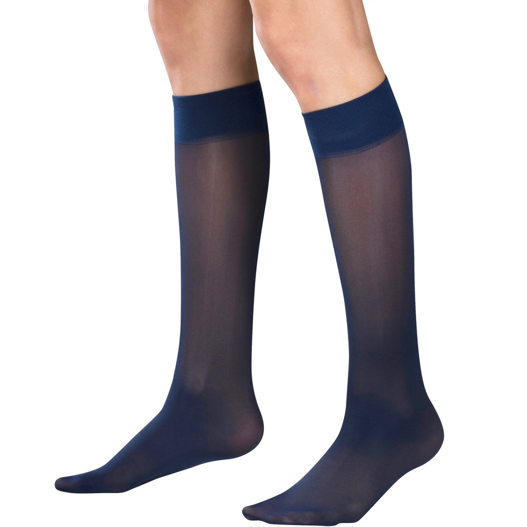 Truform Lites - Medias hasta la rodilla para mujer, 8-15 mmHg, color azul marino