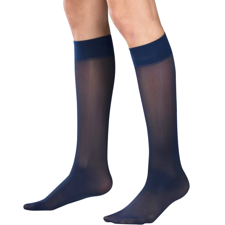Truform Lites - Medias hasta la rodilla para mujer, 8-15 mmHg, color azul marino