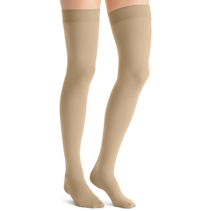 JOBST ® Cuisse haute opaque pour femmes 20-30 mmHg avec bande supérieure à pois en silicone, naturel