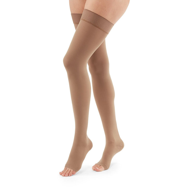 Duomed Advantage 15-20 mmHg OPEN TOE Thigh High, Almond